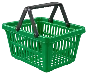 Empty green shopping basket